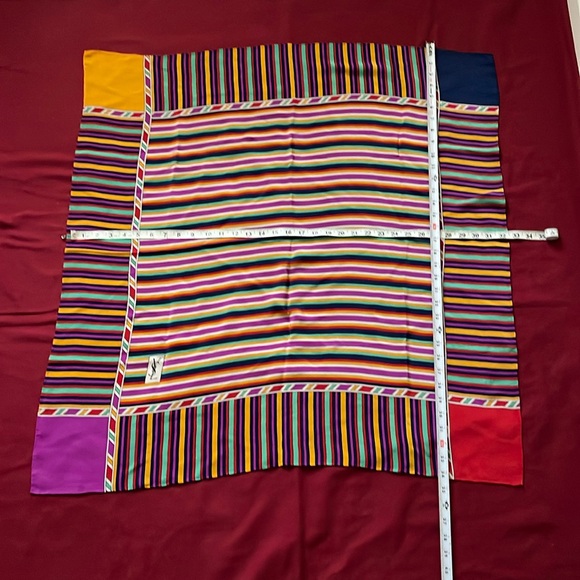 YSL Large Silk Stripped Multicolored Scarf - Picture 1 of 6